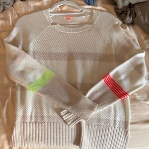 Women's Beige Sweater with pink and Green Accents